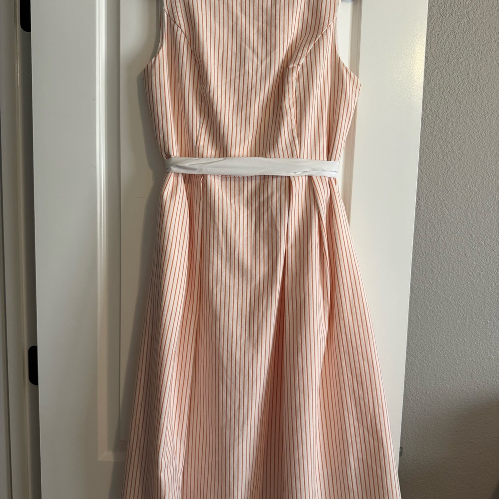 New York & Company Eva Mendes Orange and White Striped Dress